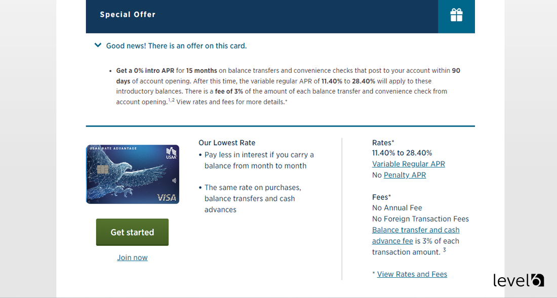 USAA Rate Advantage Visa Platinum Credit Card