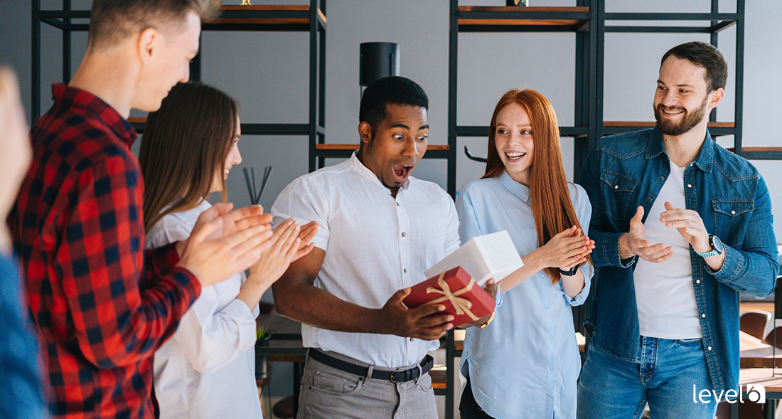 An Employee Receiving a Recognition Gift