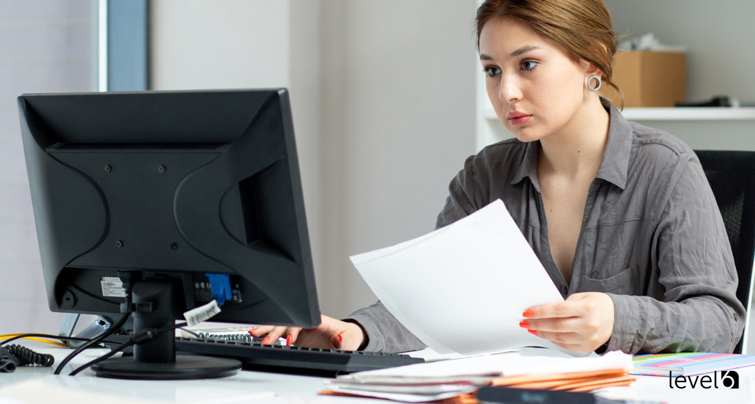 A Woman Using QuickBooks