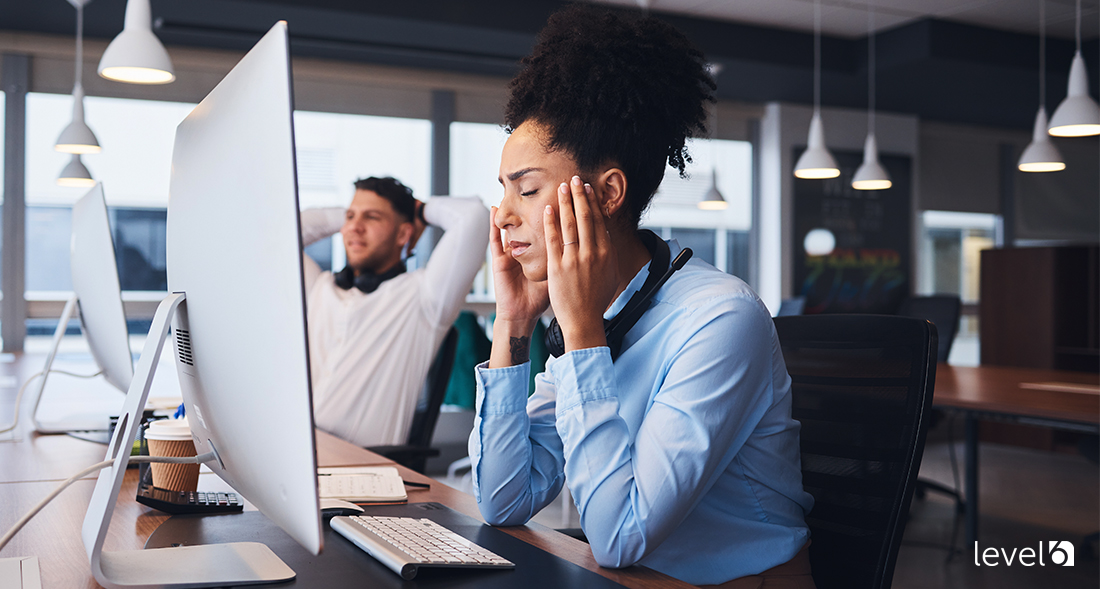 A Woman Frustrated With a Spreadsheet