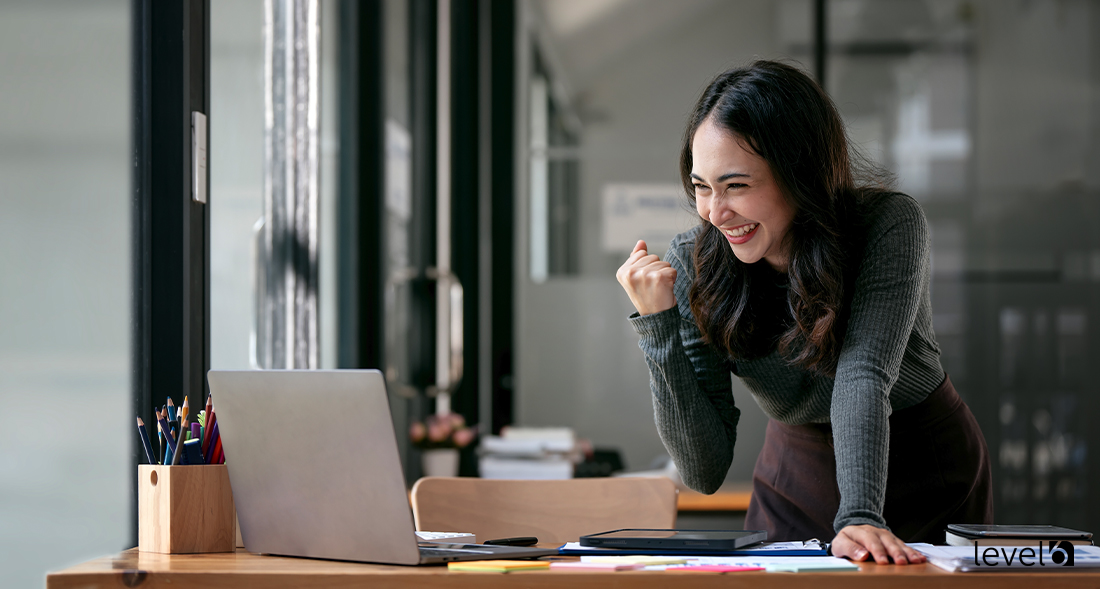 A Remote Employee Celebrating