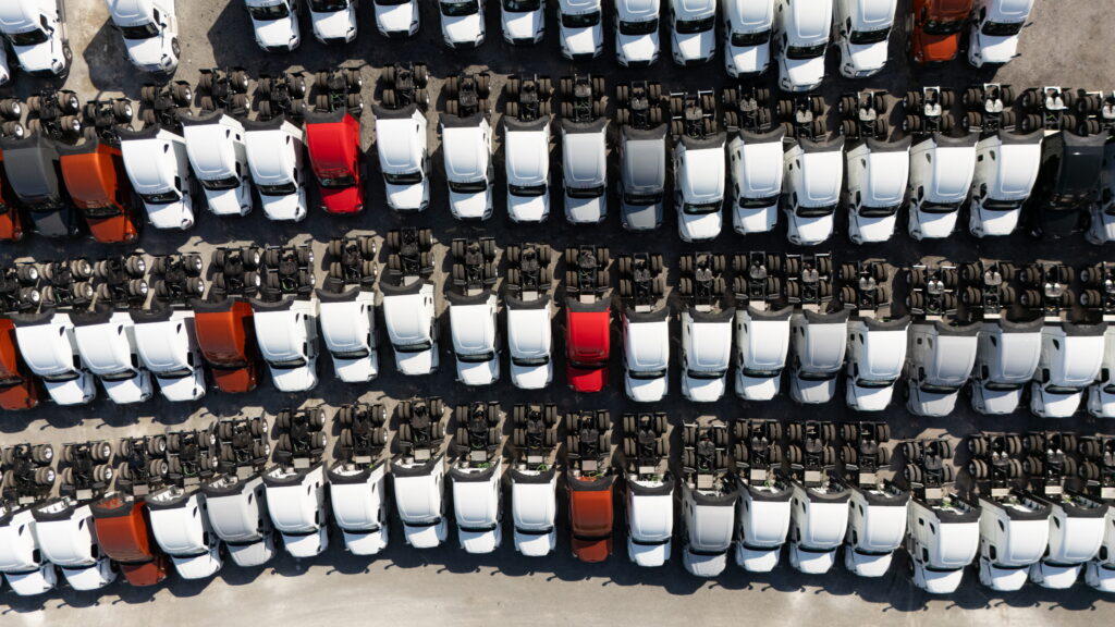 parking lot of trucks