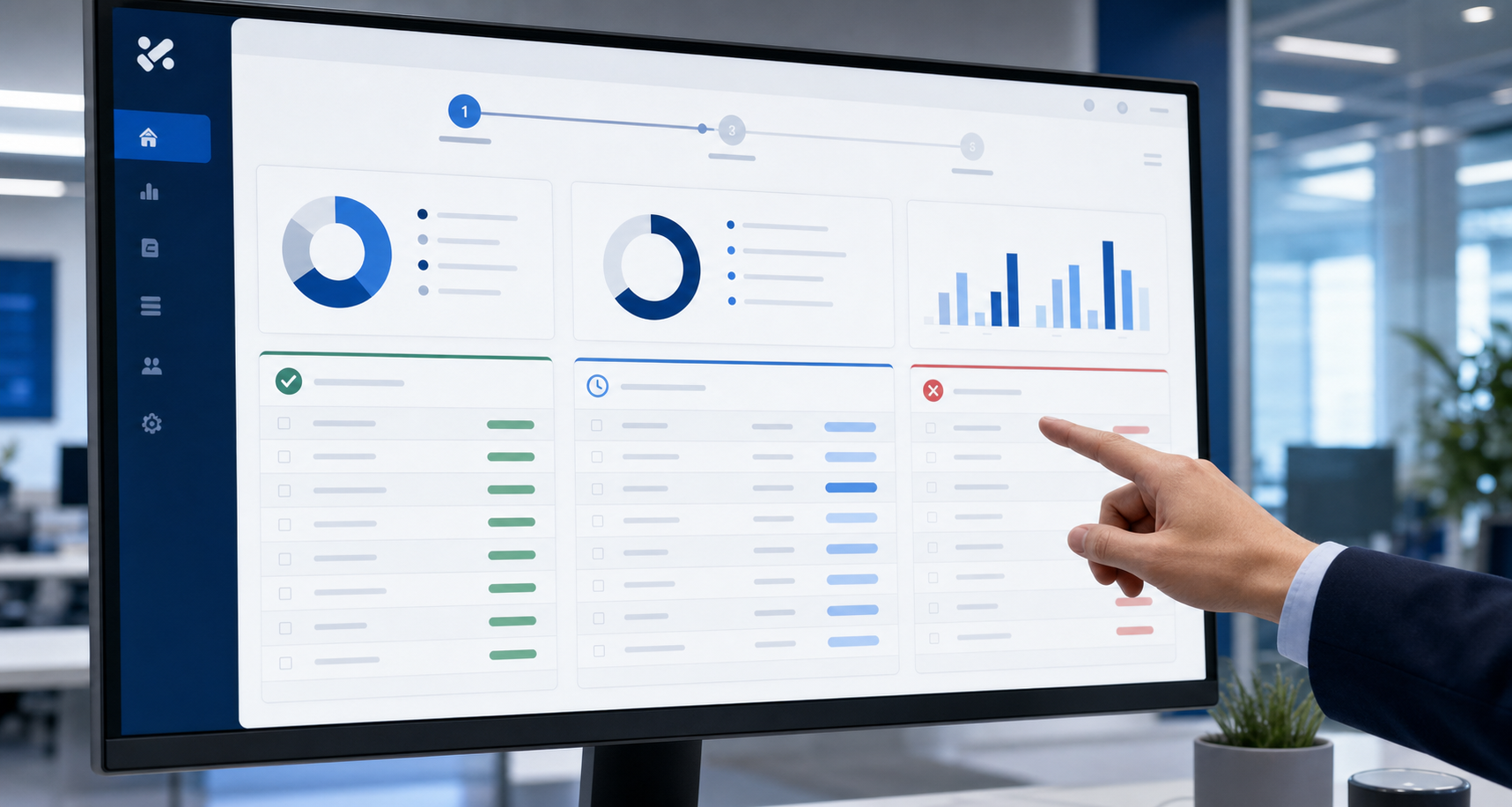 Rebate management RFP claim processing dashboard showing approved, pending, and rejected claim statuses